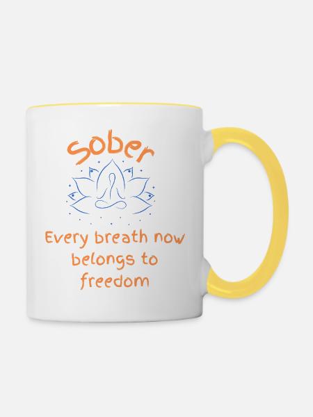 Nüchterner Atem Freiheit - Tasse zweifarbig - Weiß/Gelb