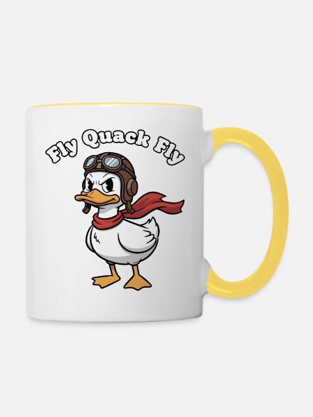 Quack Pilot Flugabenteuer - Tasse zweifarbig - Weiß/Gelb