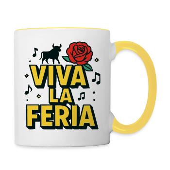 Viva la feria – Baskische Traditionen - Tasse zweifarbig - Weiß/Gelb - Rechts