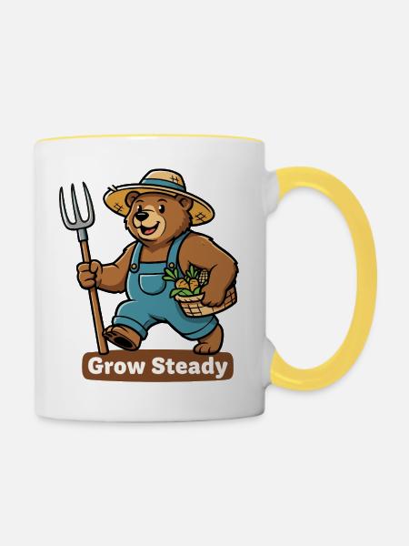 Wachse Beständig – Bärenbauer - Tasse zweifarbig - Weiß/Gelb