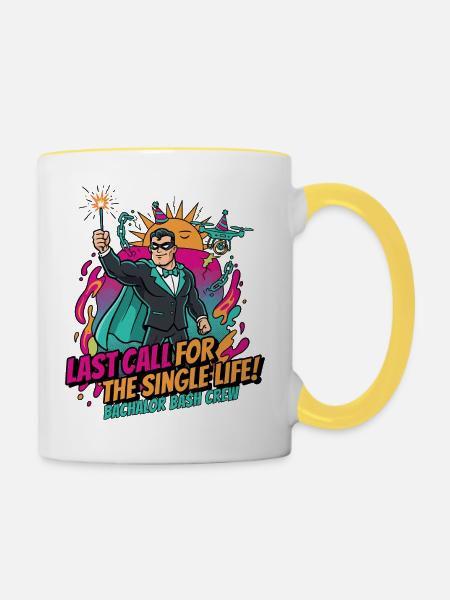 Letzter Ruf fürs Singleleben - Tasse zweifarbig - Weiß/Gelb