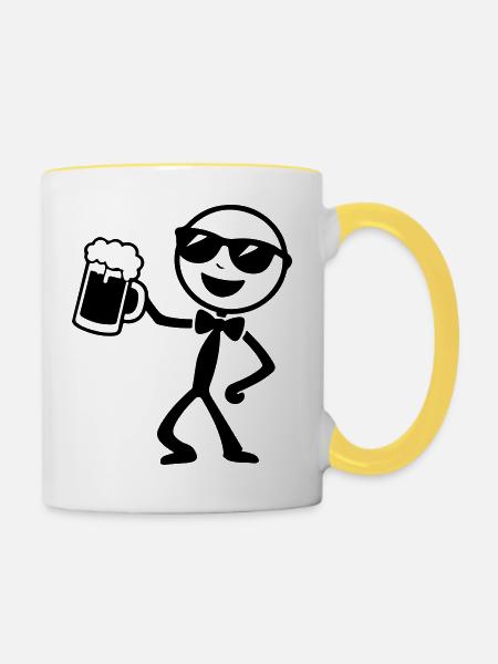 Bräutigam Strichmännchen Jga - Tasse zweifarbig - Weiß/Gelb