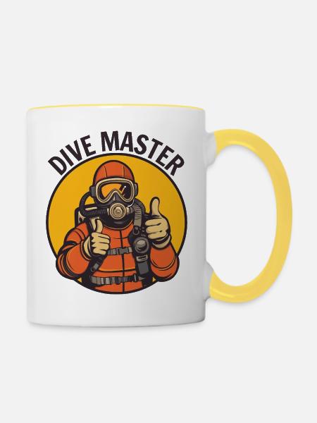 Tauchmeister-Taucher - Tasse zweifarbig - Weiß/Gelb