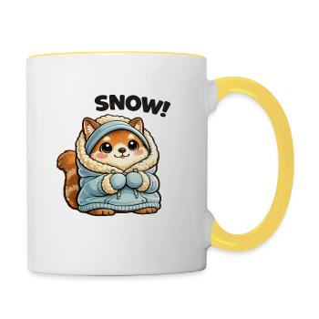 Fuchs im Winterpullover - Tasse zweifarbig - Weiß/Gelb - Rechts