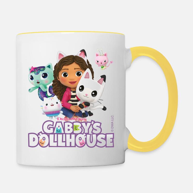 Gabbys Dollhouse Gabby Avec Ses Amis - Mug contrasté - blanc/jaune