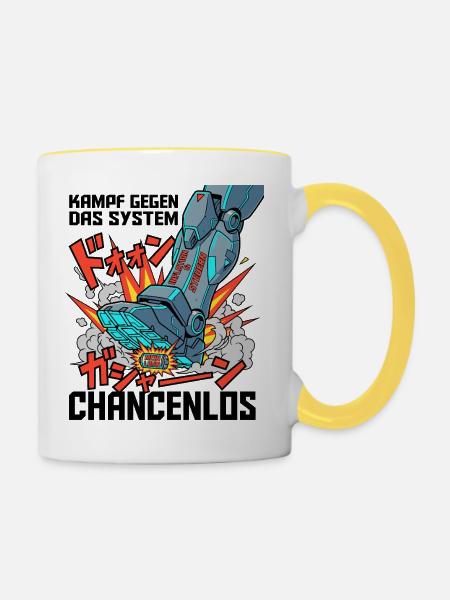 Kampf_Gegen_Das_System - Tasse zweifarbig - Weiß/Gelb