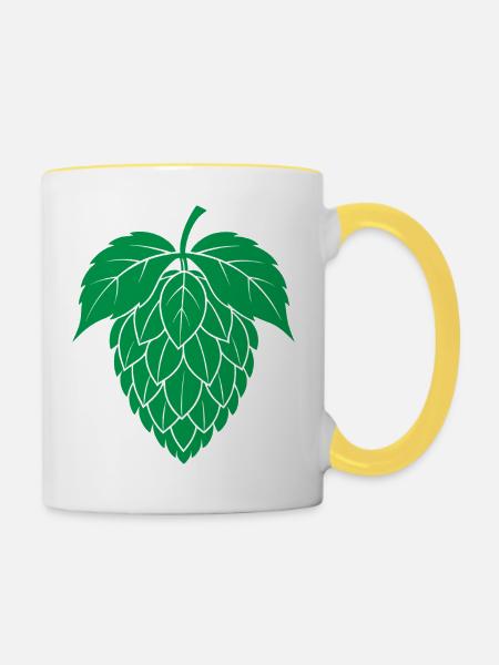 Hopfen - Tasse zweifarbig - Weiß/Gelb