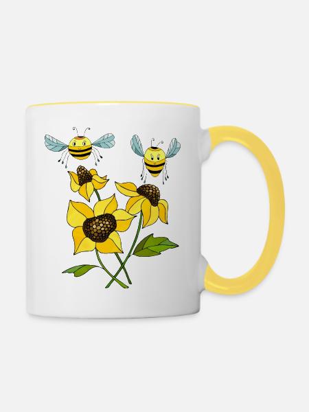 Insekten - Tasse zweifarbig - Weiß/Gelb