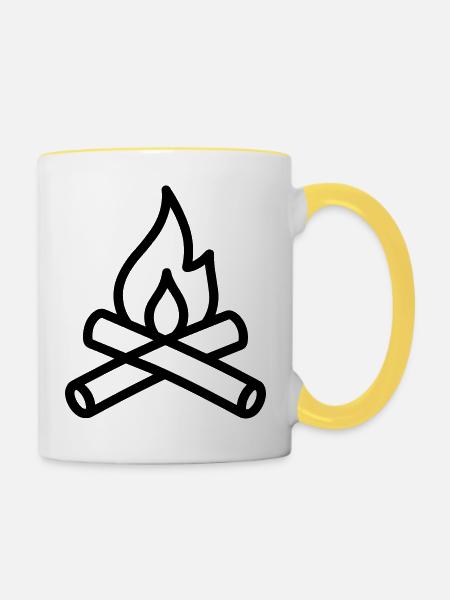 Lagerfeuer - Tasse zweifarbig - Weiß/Gelb