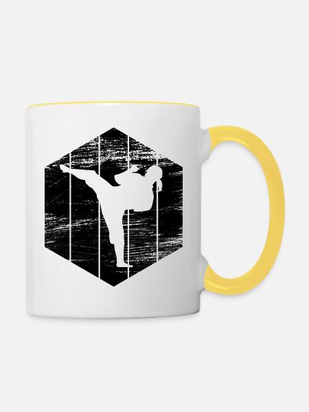 Karateka Mädchen - Tasse zweifarbig - Weiß/Gelb