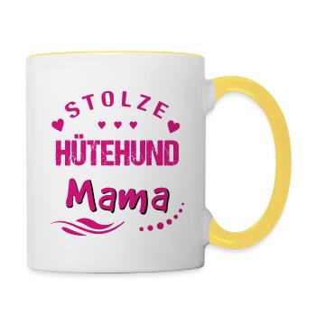Stolze Hütehund Mama  - Tasse zweifarbig - Weiß/Gelb - Rechts