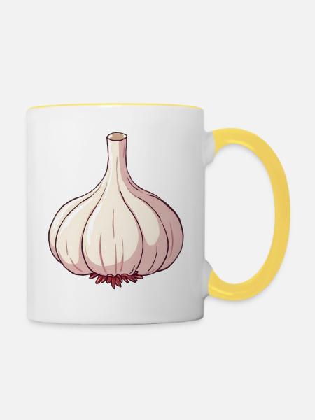 Knoblauch - Tasse zweifarbig - Weiß/Gelb