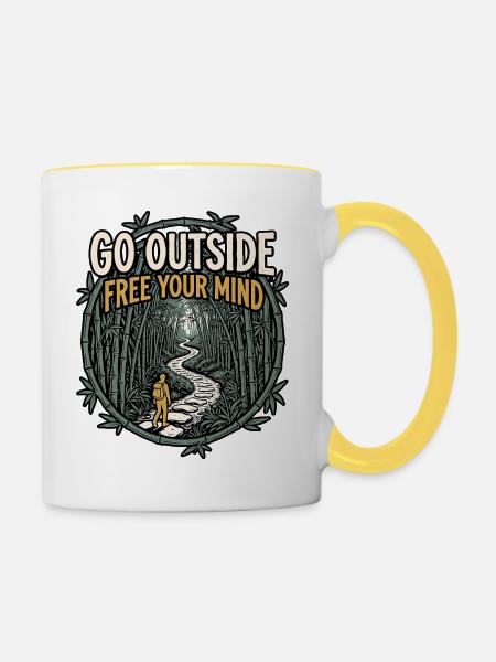 Go Outside Be Free - Tasse zweifarbig - Weiß/Gelb