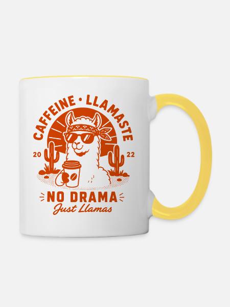 No Prob Llama Chill Spruch - Tasse zweifarbig - Weiß/Gelb