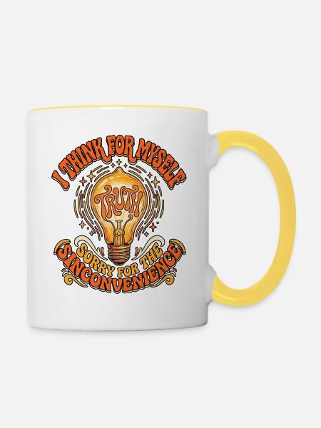 Think For Myself - Tasse zweifarbig - Weiß/Gelb