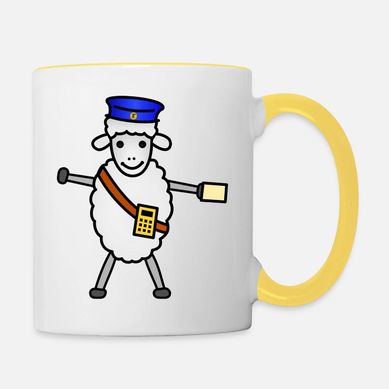 TIB_Schaf-ner_bunt - Tasse zweifarbig - Weiß/Gelb