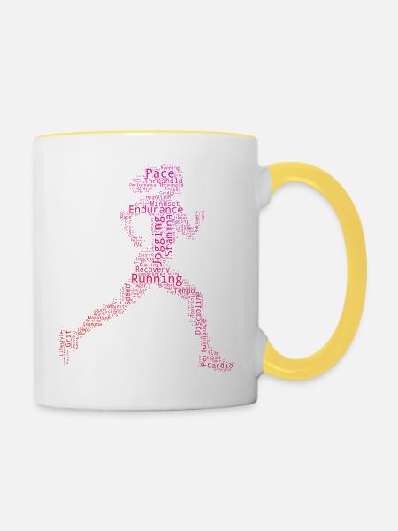 Geschenkidee für eine Running mit Running - Tasse zweifarbig - Weiß/Gelb