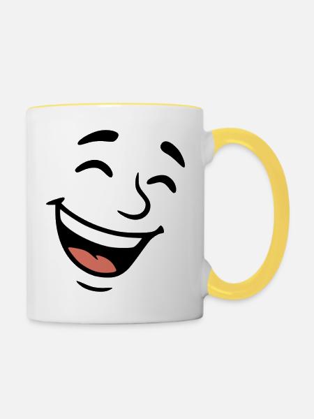 Lachen - Tasse zweifarbig - Weiß/Gelb