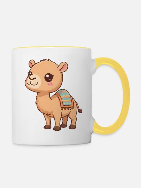Dromedar - Tasse zweifarbig - Weiß/Gelb
