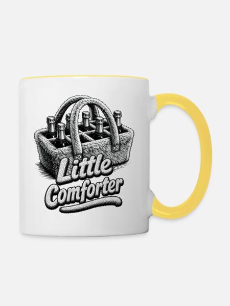 Kuschelige Damenhandtasche - Tasse zweifarbig - Weiß/Gelb