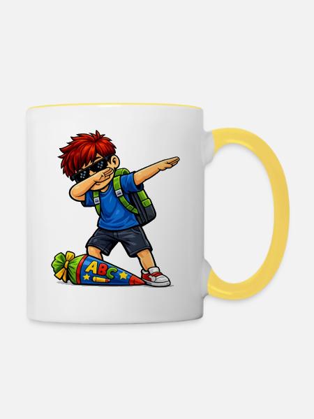 Dabbing ABC-Schütze rote Haare (Ginger) - Tasse zweifarbig - Weiß/Gelb