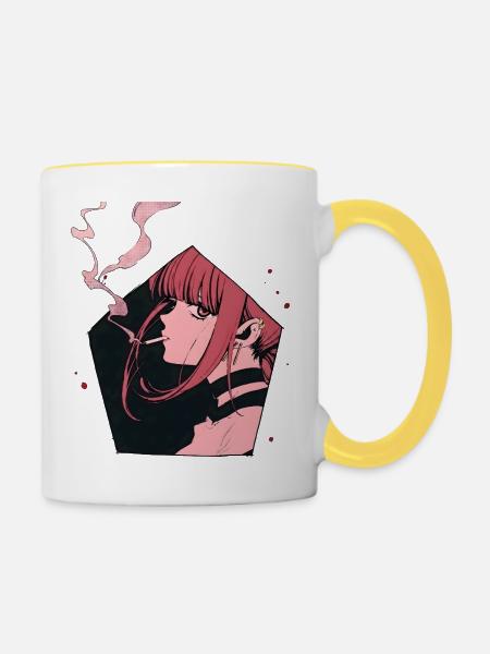 Roter Nebel Manga-Charakter Zigarette - Tasse zweifarbig - Weiß/Gelb