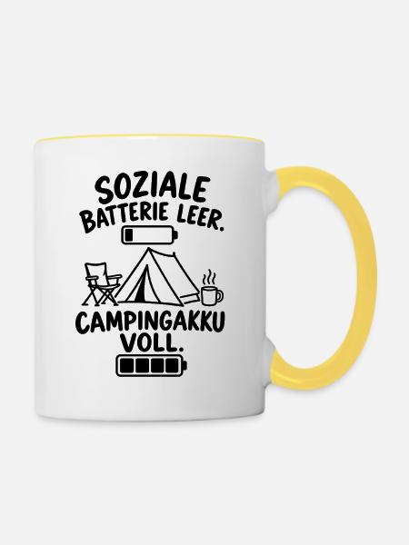 Unklares Design – Bild fehlt - Tasse zweifarbig - Weiß/Gelb