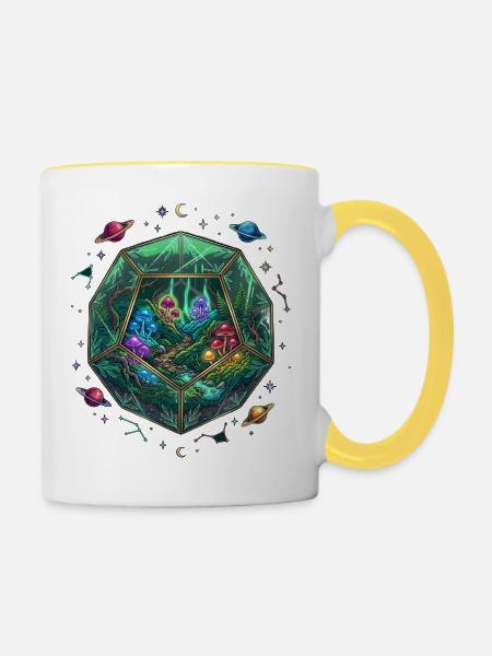 Mischwald-Terrarium - Tasse zweifarbig - Weiß/Gelb