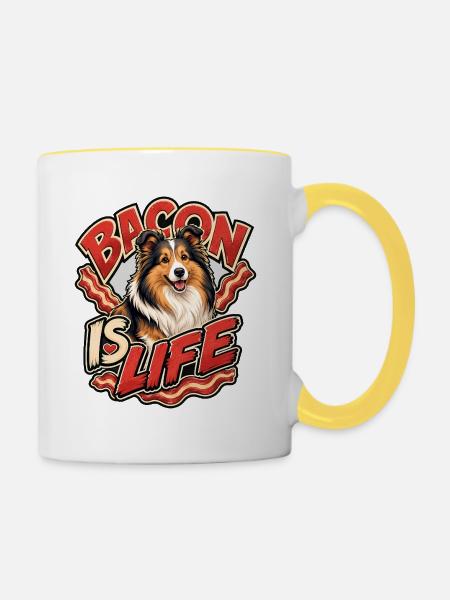 Shetland Shepherd - Tasse zweifarbig - Weiß/Gelb