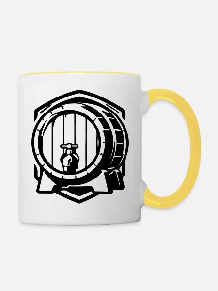 Bierfass Symbol Bier - Tasse zweifarbig - Weiß/Gelb