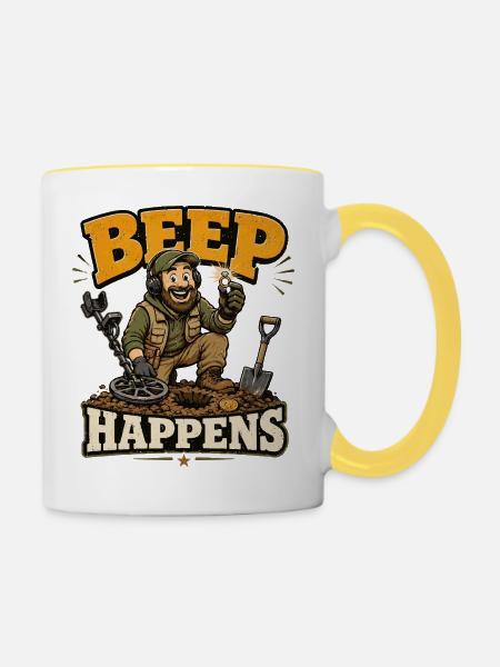 Sondengänger Sondler sondeln METAL-DETECTOR - Tasse zweifarbig - Weiß/Gelb