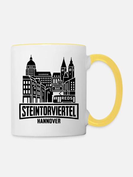 Hannover Steintorviertel - Tasse zweifarbig - Weiß/Gelb