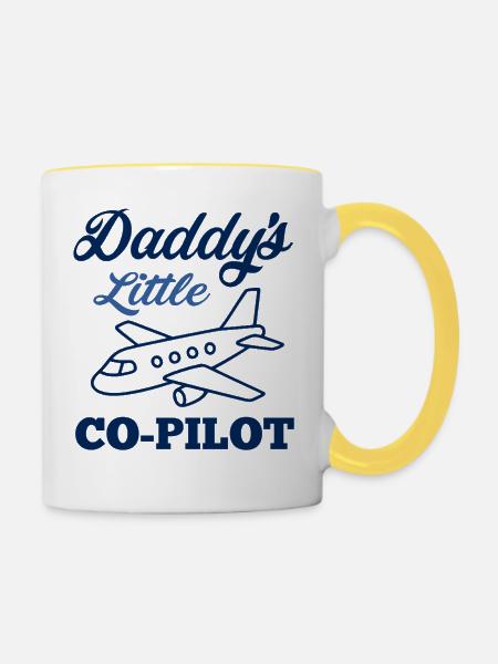 Papas kleiner Co-Pilot – Flugzeug - Tasse zweifarbig - Weiß/Gelb