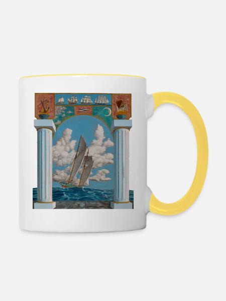Segelkunst - Tasse zweifarbig - Weiß/Gelb
