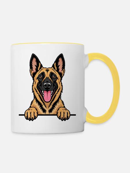 Belgian Malinois Belgischer Schäferhund - Tasse zweifarbig - Weiß/Gelb