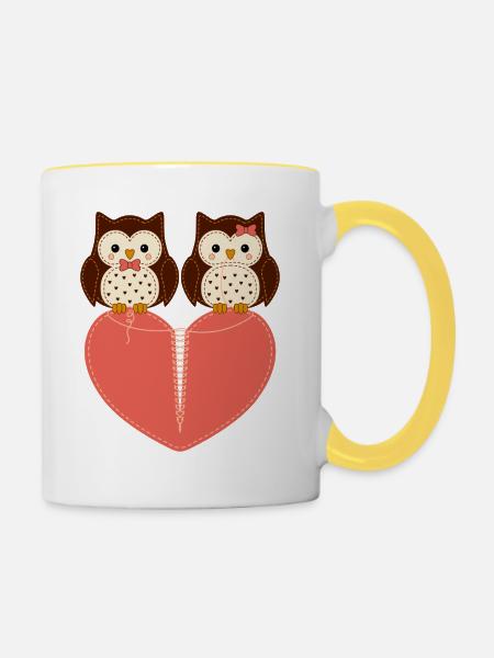 motiv_owl - Tasse zweifarbig - Weiß/Gelb