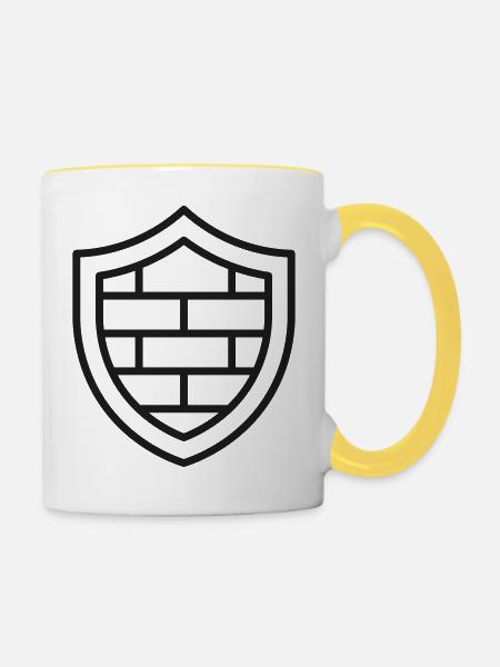 Firewall-Schildlinien-Symbol - Tasse zweifarbig - Weiß/Gelb
