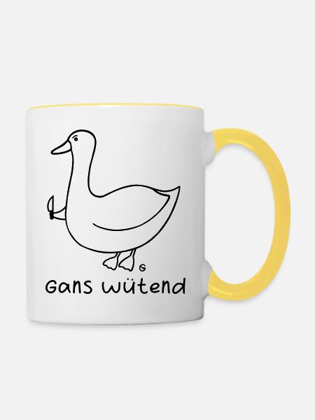 Gans wütend 2 - Tasse zweifarbig - Weiß/Gelb