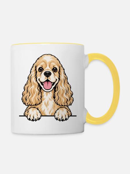 American Cocker Spaniel - Tasse zweifarbig - Weiß/Gelb