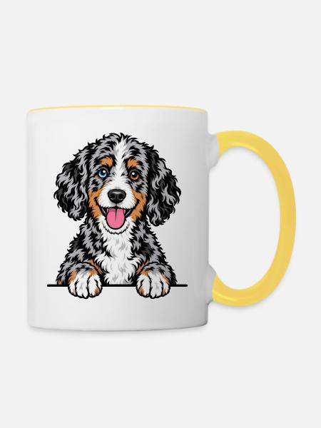 Aussiedoodle - Tasse zweifarbig - Weiß/Gelb