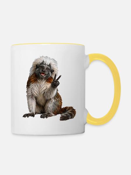 Lisztaffe - Tasse zweifarbig - Weiß/Gelb