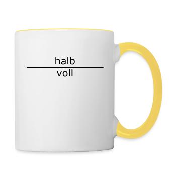 halb voll (für Tassen und Taschen) - Contrasting Mug - white/yellow - Right