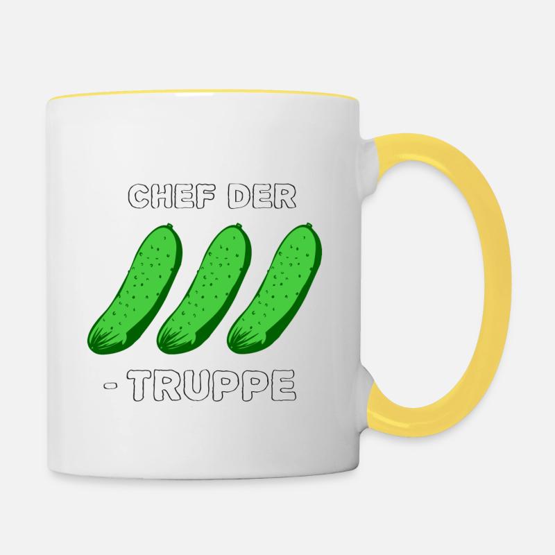Chef der Gurkentruppe - Tasse zweifarbig - Weiß/Gelb