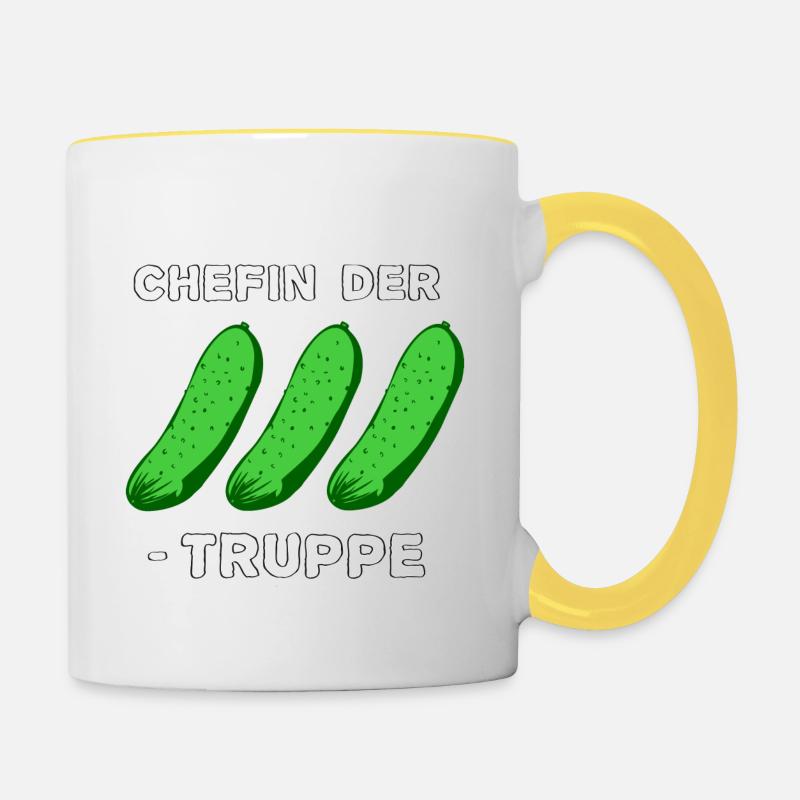 Chefin der Gurkentruppe - Tasse zweifarbig - Weiß/Gelb