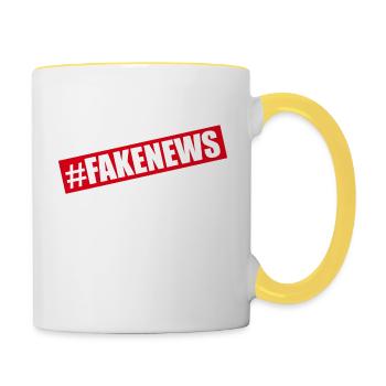 Hashtag Fake News Donald  - Contrasting Mug - white/yellow - Right