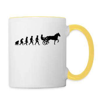 Evolution Trabrennsport Pferderennsport Pferde - Tasse zweifarbig - Weiß/Gelb - Rechts