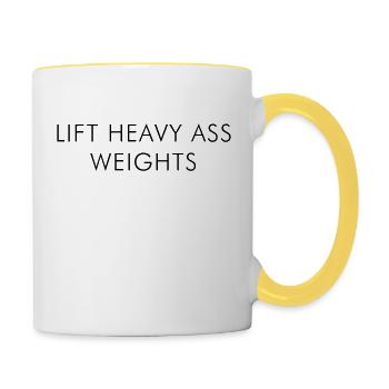 Lift Heavy Ass Weights - Contrasting Mug - white/yellow - Right