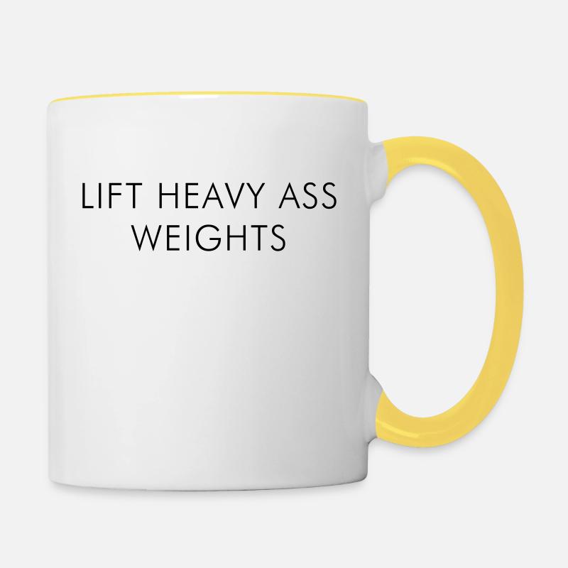 Lift Heavy Ass Weights - Mug contrasté - blanc/jaune