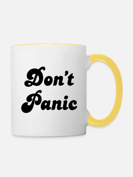 Don't panic - Tasse zweifarbig - Weiß/Gelb