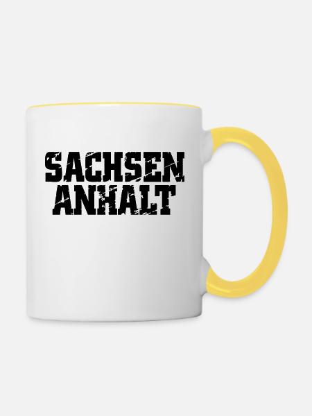 Sachsen - Anhalt - Tasse zweifarbig - Weiß/Gelb
